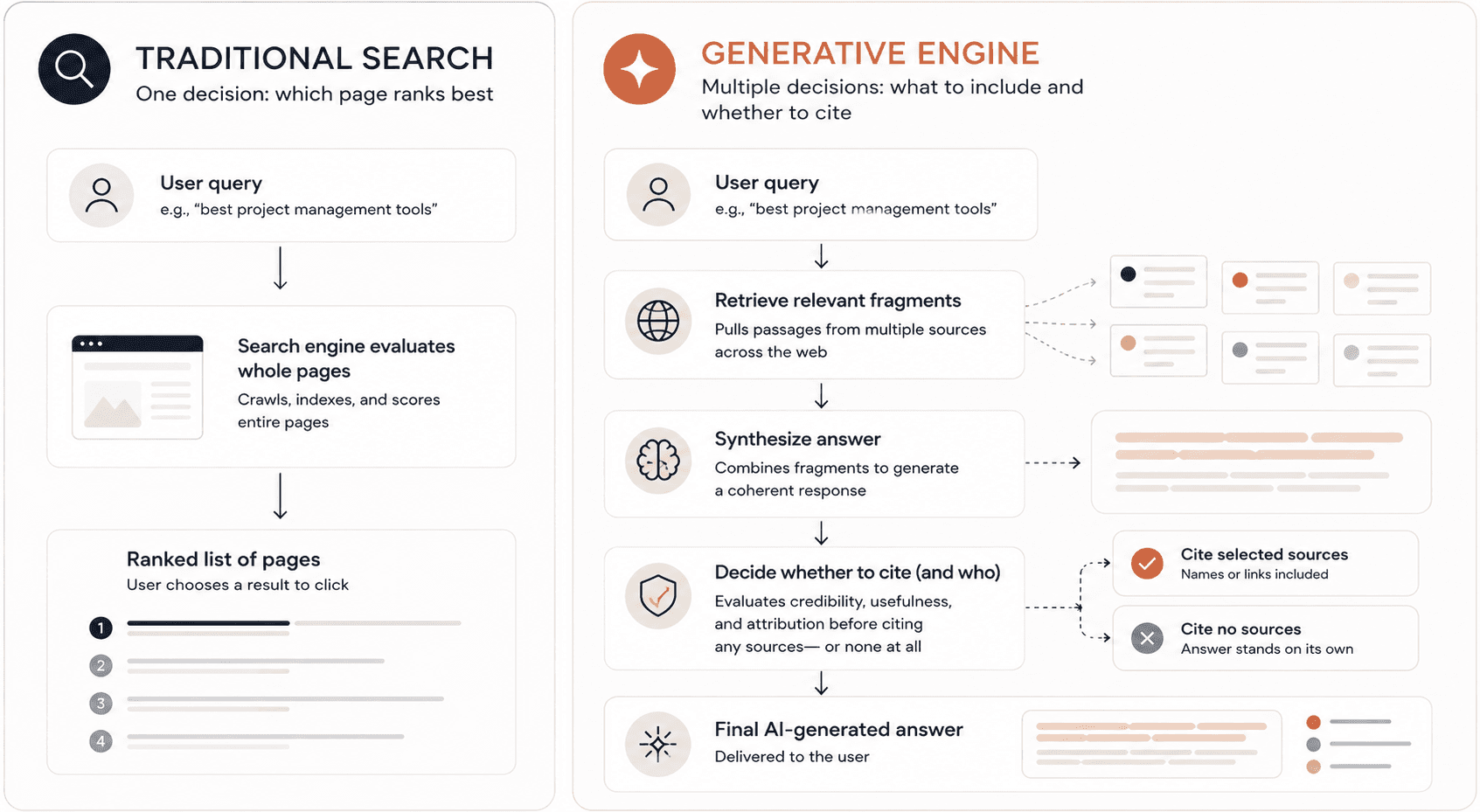 Traditional Search vs Generative Engine
